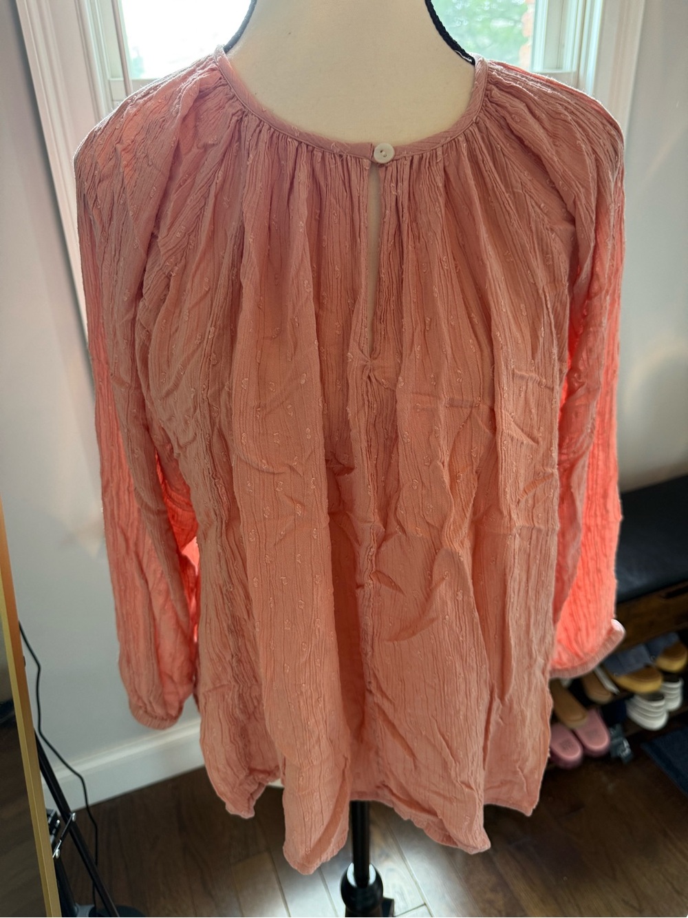 Roller Rabbit Dusty Rose Pink Textured Peasant Blouse size Small